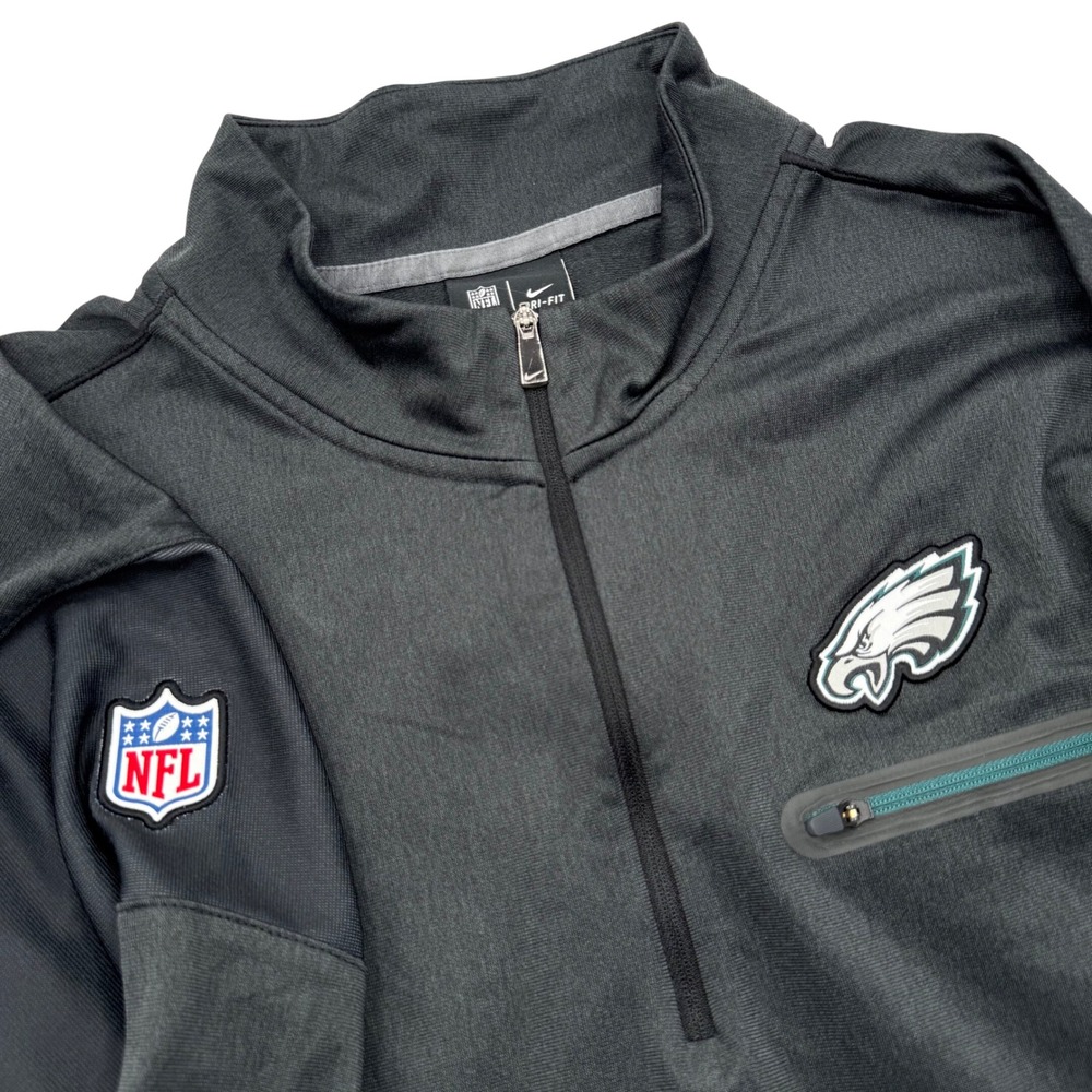 Nike Philadelphia Eagles NFL Onfield Dri-FIT 1/4 Zip Pullover Gray Mens XXL